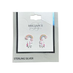 925 Sterling Silver Unicorn & Rainbow Earrings